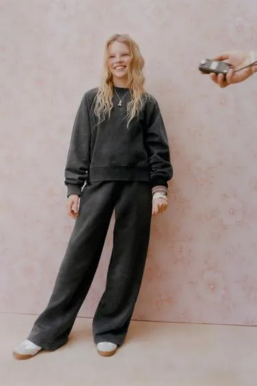 Брюки WIDE LEG с эффектом потертости