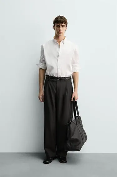 Рубашка классического кроя из рельефной ткани