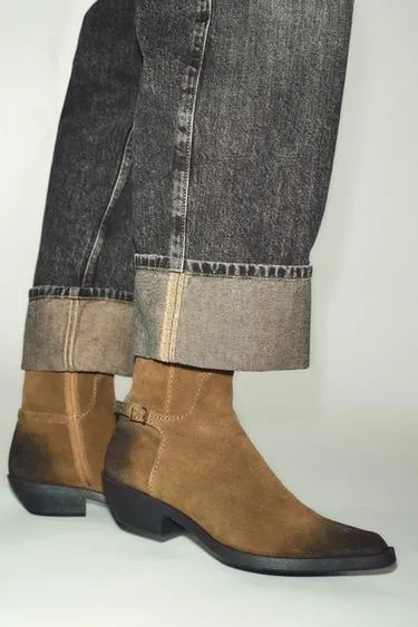 Кожаные ботинки с эффектом потертости- Заказать в России