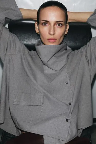 Рубашка оверсайз в клетку с карманом — ZW COLLECTION- Заказать в России