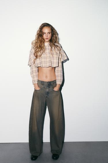 Zara Топ-накидка укороченная в клетку