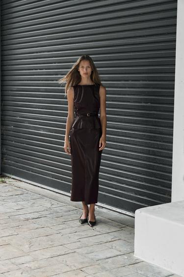 Zara Топ из искусственной кожи без рукавов купить с доставкой.