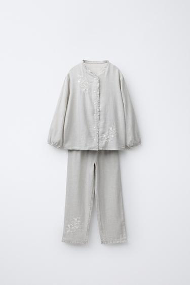 Zara 2-6 лет/ пижама с вышивкой в виде цветов