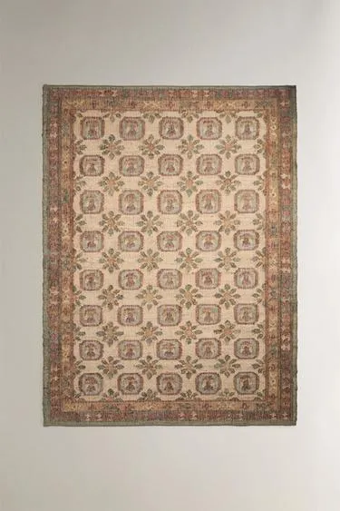 Джутовый ковер с цветочным принтом- Заказать в России