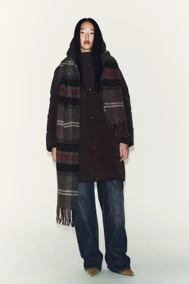 Zara Ветрозащитный анорак средней длины из прорезиненной ткани