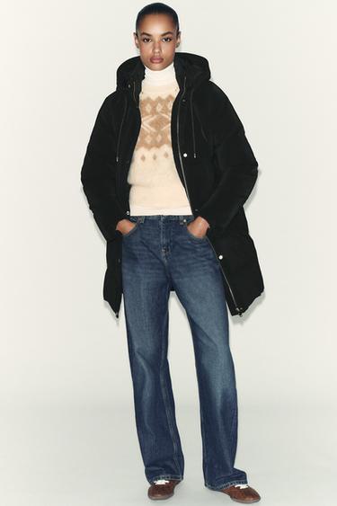 Zara Ветрозащитный анорак средней длины из прорезиненной ткани