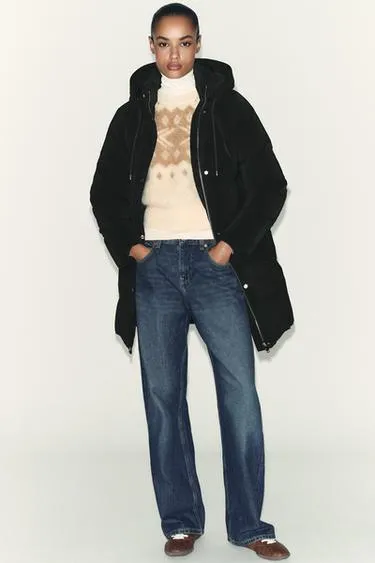 Zara Ветрозащитный анорак средней длины из прорезиненной ткани