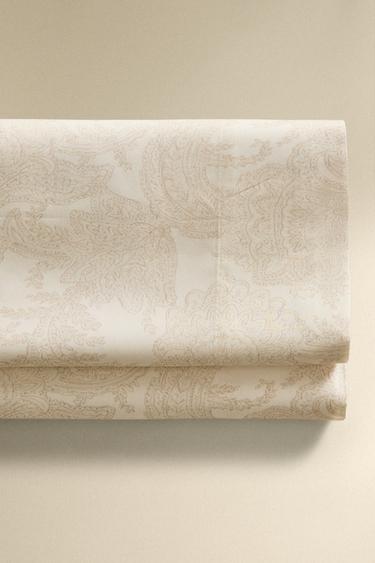 Zara Простыня с рисунком пейсли из хлопкового сатина