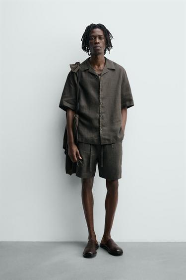 Zara Шорты RELAXED FIT из 100% льна купить с доставкой.