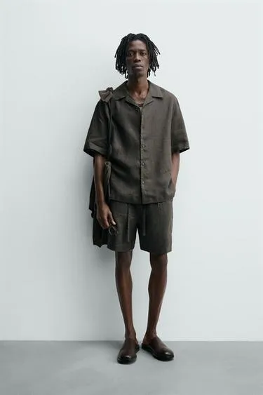 Шорты RELAXED FIT из 100% льна- Заказать в России