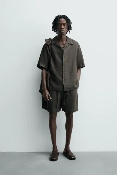 Рубашка свободного кроя из 100% льна- Заказать в России