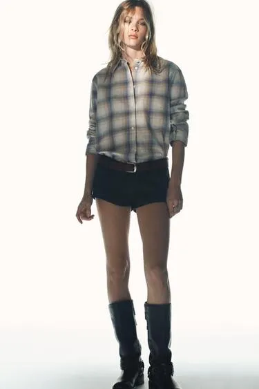 Мини-шорты TRF из денима с высокой посадкой- Заказать в России