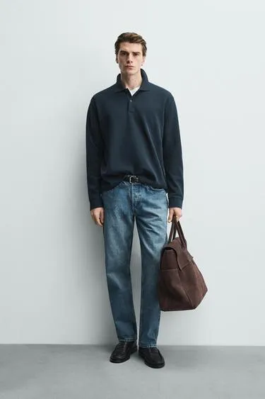 Поло в полоску из рельефного трикотажа