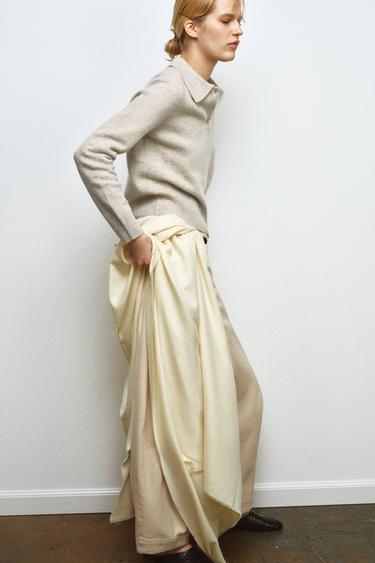 Zara Однотонное поло из 100% шерсти