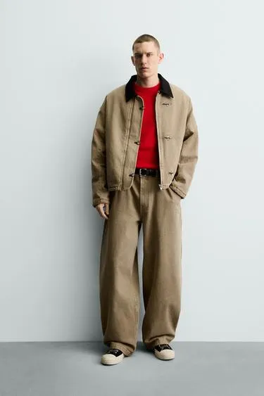 Куртка с комбинированным воротником и навесными петлями- Заказать в России