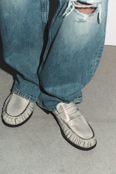 Zara Кожаные лоферы со сборками