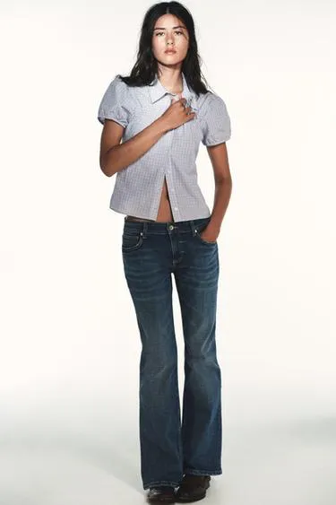 Рубашка в клетку из эластичного поплина- Заказать в России