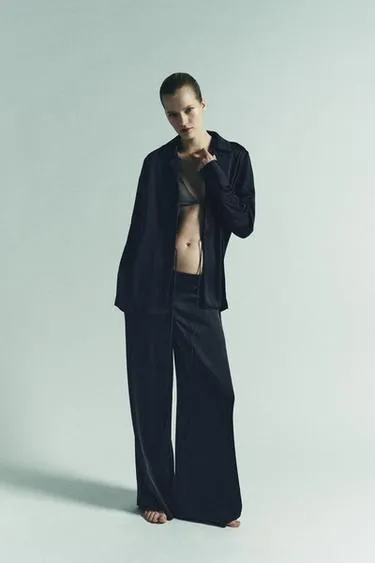 Атласная рубашка с завязками- Заказать в России