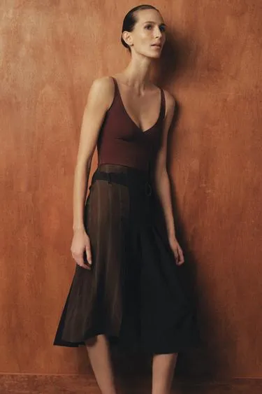 Юбка с ремнем и контрастными деталями — ZW COLLECTION- Заказать в России