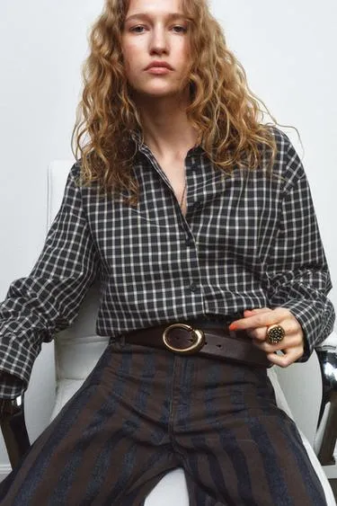 Ремень из 100% кожи с овальной пряжкой- Заказать в России