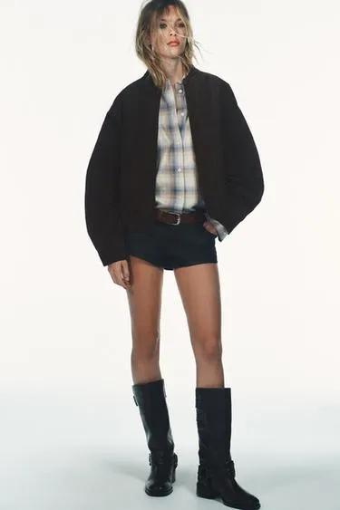 Бомбер из 100% замши