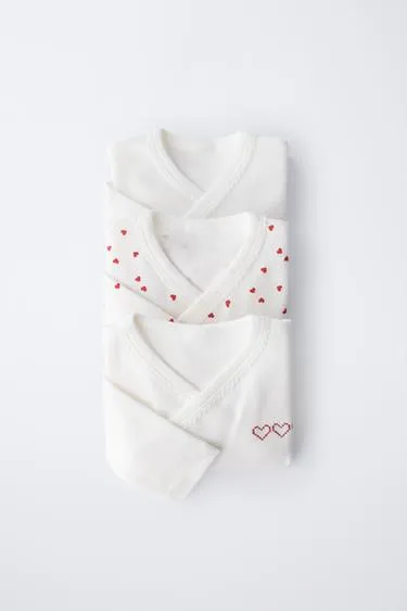 Набор из трех боди кимоно с сердечками- Заказать в России