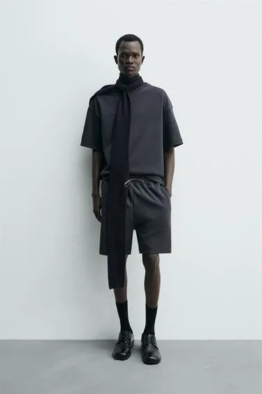 Шорты-джоггеры RELAXED FIT из ткани интерлок- Заказать в России