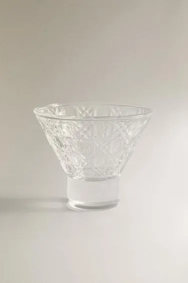 Стеклянный десертный стакан с рельефным узором- Заказать в России