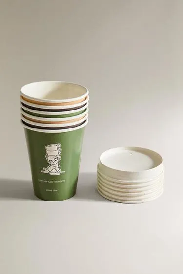 Набор бумажных стаканчиков с крышкой (набор из 6)- Заказать в России