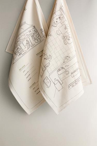 Zara Набор хлопковых кухонных полотенец CAFé (набор из 2 шт.)