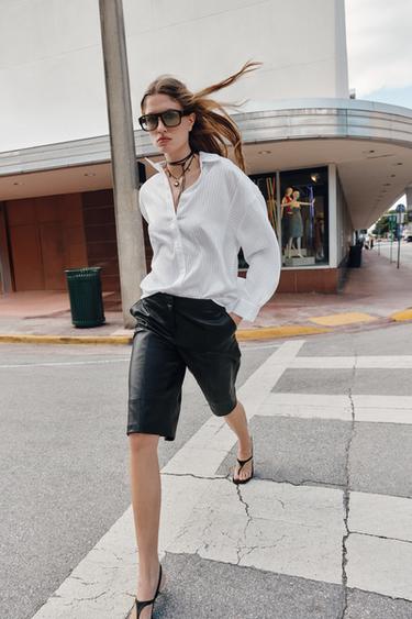 Zara Длинные бермуды из искусственной кожи