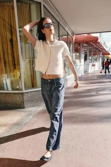 Кардиган из шерсти с воротником и стразами- Заказать в России