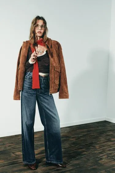 Джинсы TRF WIDE LEG с перекрестным поясом и высокой посадкой