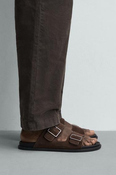 Zara Кожаные сандалии с двойным ремешком