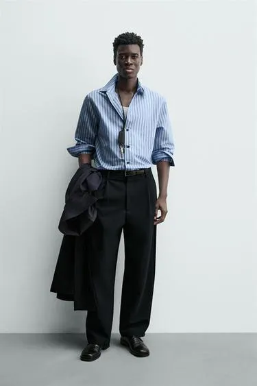 Рубашка свободного кроя в полоску- Заказать в России