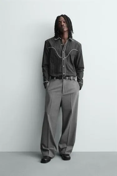 Рубашка в ковбойском стиле с контрастными вставками- Заказать в России