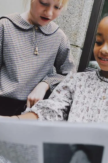 Рубашка в клетку с круглым воротником