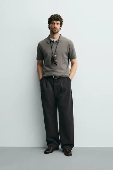 Поло из ребристого трикотажа