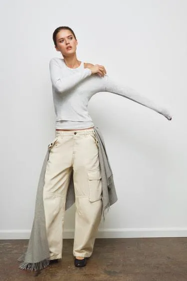 Двойная футболка в рубчик- Заказать в России