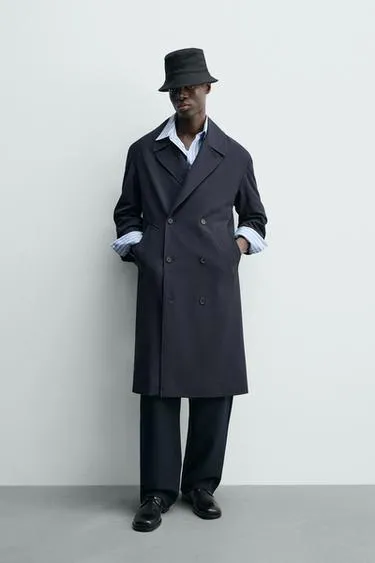 Двубортный тренч из струящейся ткани- Заказать в России