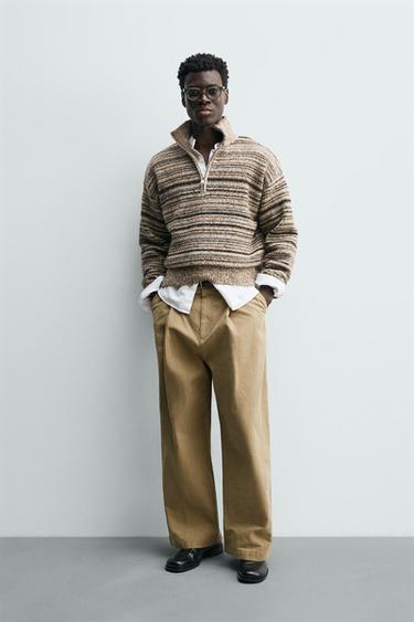 Zara Свитер с воротником на молнии из скрученной пряжи