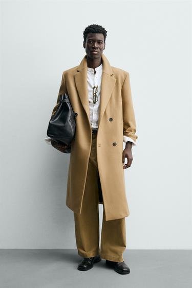 Zara Двубортное пальто из смесовой шерсти