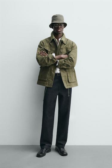 Zara Куртка с множеством карманов и эффектом потертости