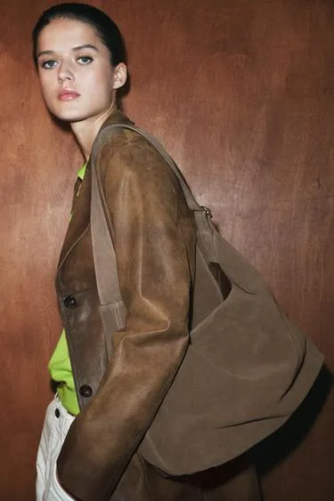 Большая сумка-мешок с кольцом из кожи- Заказать в России