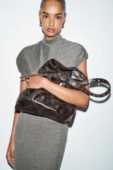 Сумка-шопер с заклепками- Заказать в России