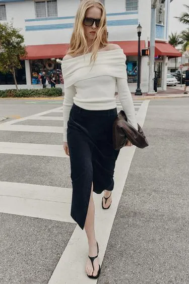 Свитер с открытыми плечами- Заказать в России