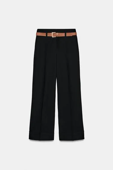 Брюки с отворотами и ремнем