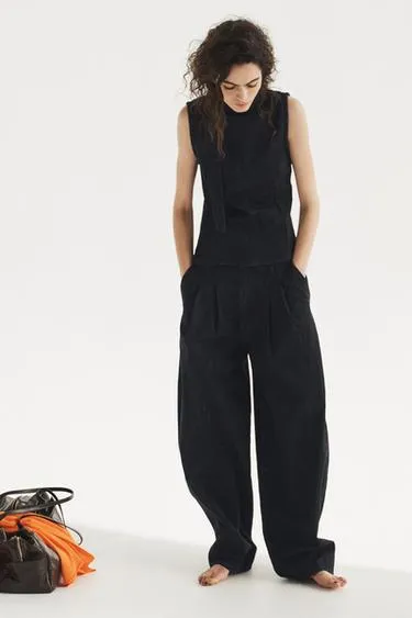 Джинсовый топ TRF с горловиной халтер и завязками- Заказать в России