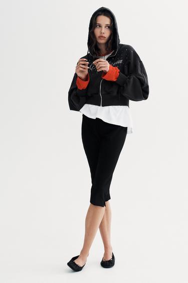 Zara Толстовка с блестящей надписью