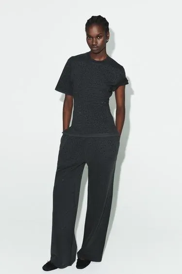 Футболка с блёстками с короткими рукавами- Заказать в России